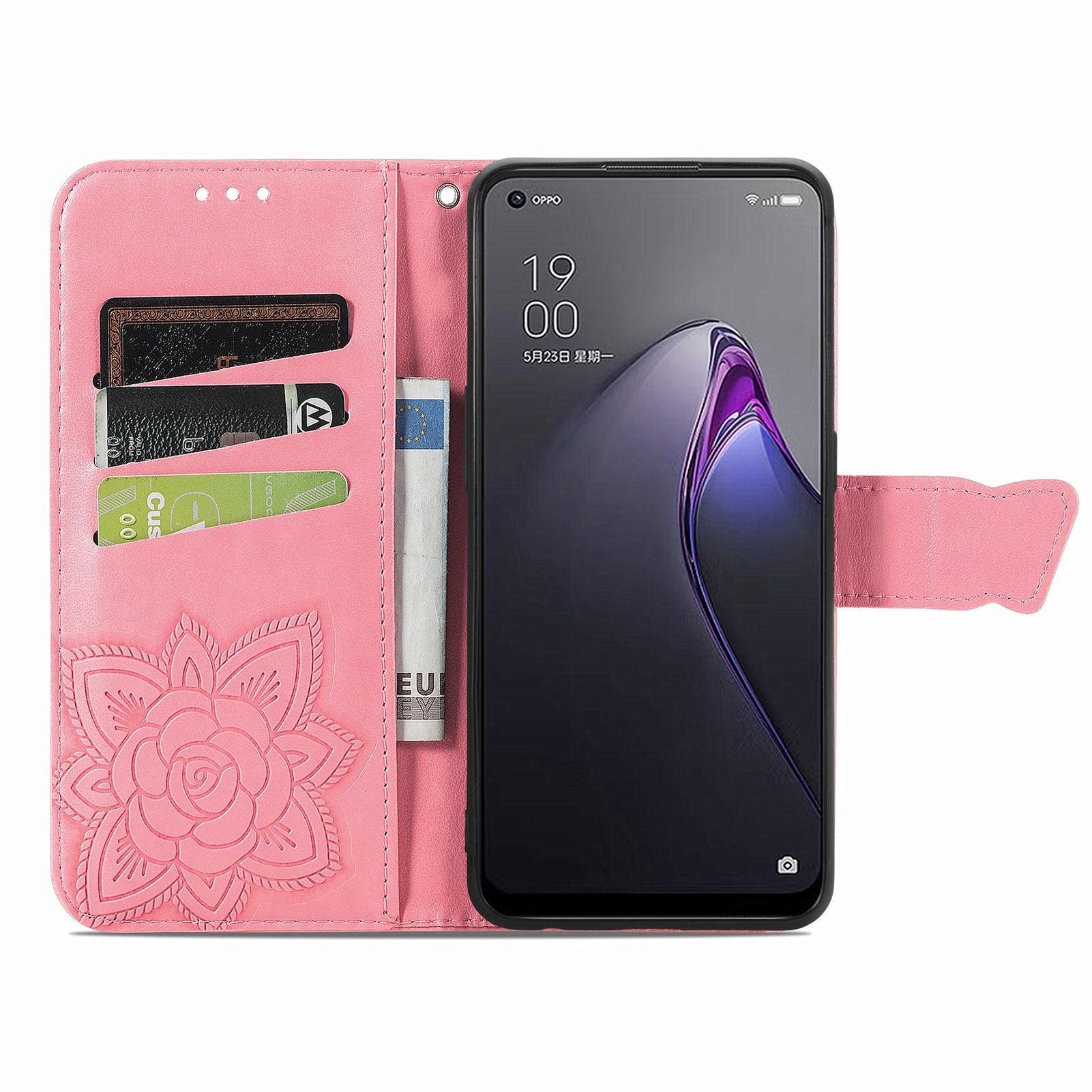For Oppo Reno8 5G (Global Version) PU Leather Anti-drop Phone Case Foldable Stand Imprinted Butterfly Pattern Flip Phone Wallet Cover For Oppo Reno8 5G (Global Version) PU Leather Anti-drop Phone Case Foldable Stand Imprinted Butterfly Pattern Flip Phone Wallet Cover